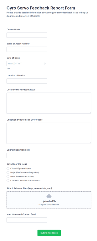 Gyro Servo Feedback Report Form Template