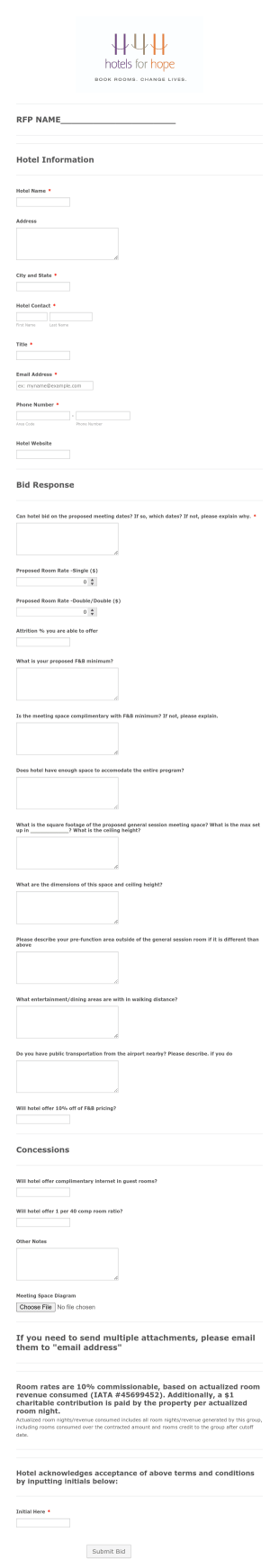 H4h Meetings And Room Response Draft Form Template