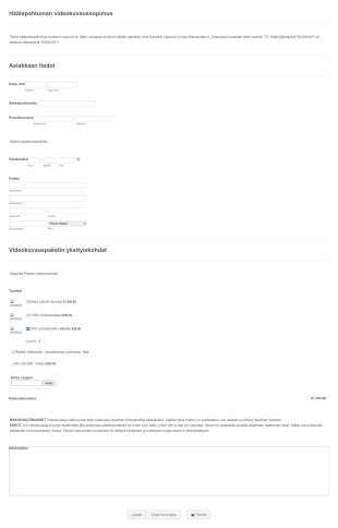 Hääpaketti Hintamuutoksella Form Template