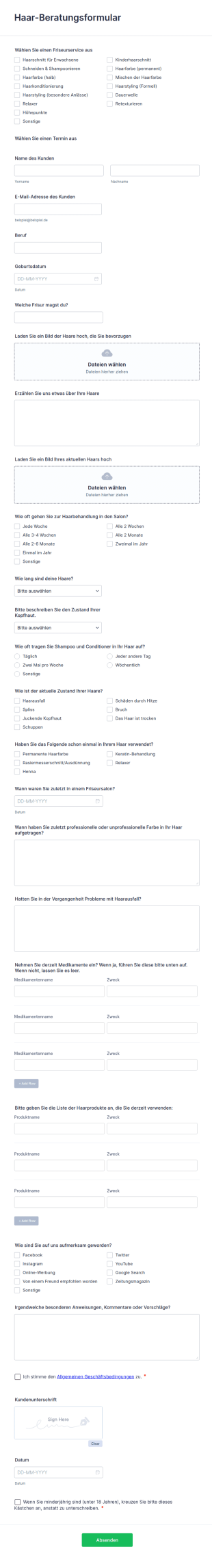 Haar Beratungsformular