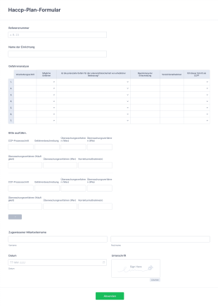 Haccp Plan Formular Form Template