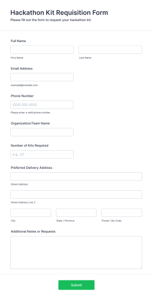 Hackathon Kit Requisition Form Template