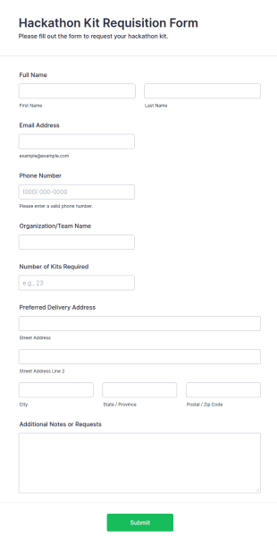 Hackathon Kit Requisition Form Template