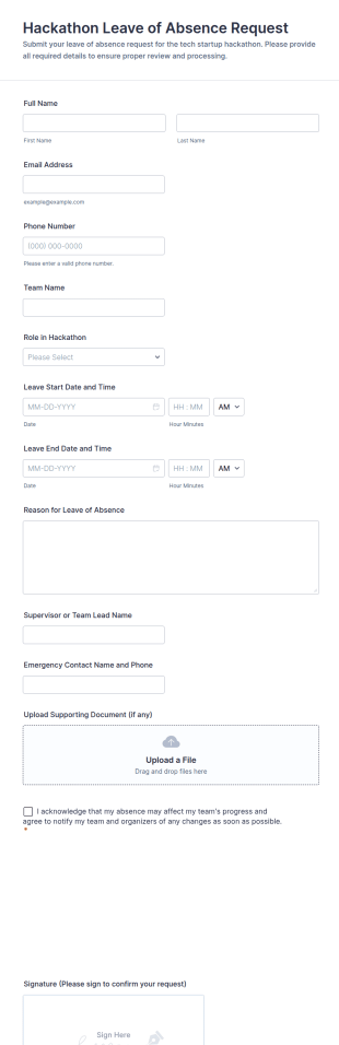 Hackathon Leave Of Absence Request Form Template