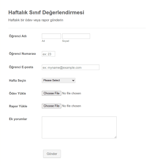 Haftalık Sınıf Değerlendirme Form Template