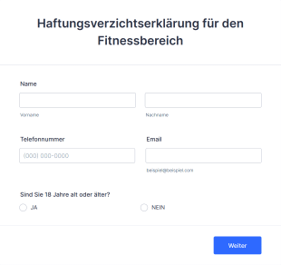 Haftungsverzichtserklärung Für Den Fitnessbereich Form Template