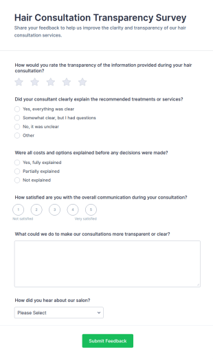 Hair Consultation Transparency Survey Form Template