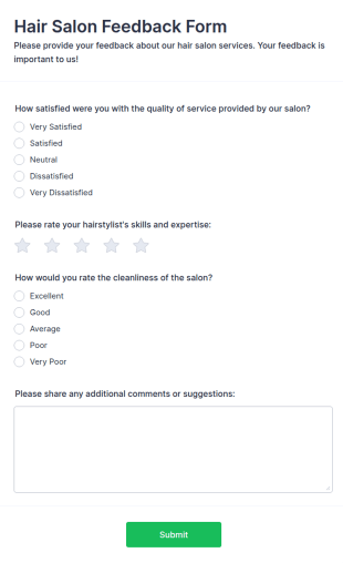 Hair Salon Feedback Form Template