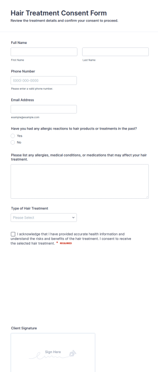 Hair Treatment Consent Form Template