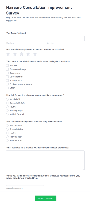 Haircare Consultation Improvement Survey Form Template