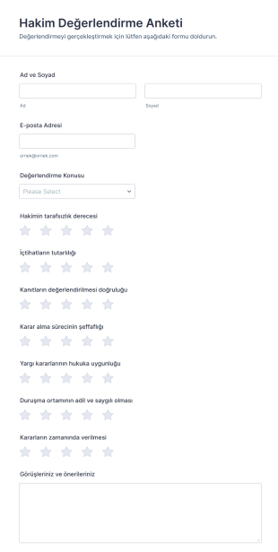 Hakim Değerlendirme Anketi Form Şablonu