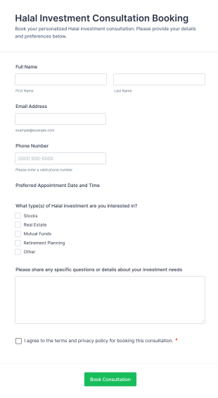 Halal Investment Consultation Booking Form Template