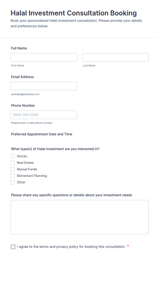 Halal Investment Consultation Booking Form Template