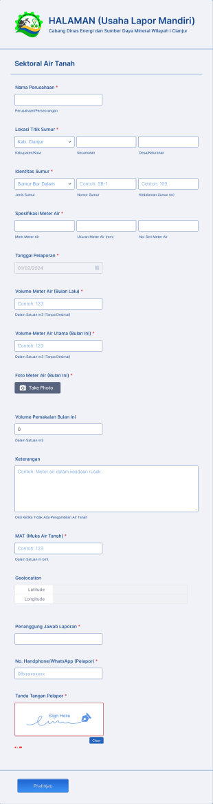 HALAMAN (Usaha Lapor Mandiri) By Cabang Dinas ESDM Wilayah I Cianjur Form Template
