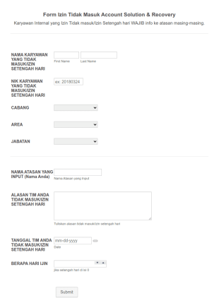 Half Day Permission Form In Indonesian