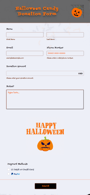Halloween Candy Donation Form Template
