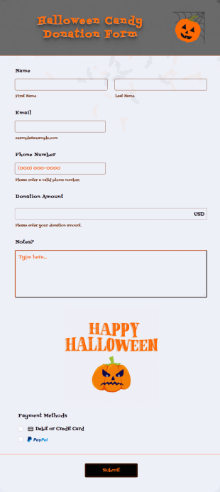 Halloween Candy Donation Form Template
