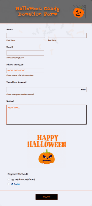 Halloween Candy Donation Form Template