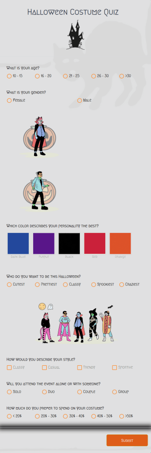 Halloween Costume Quiz Form Template