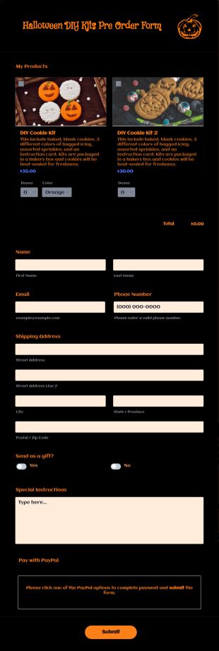 Halloween DIY Kits Pre Order Form Template