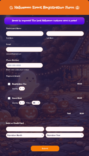 Halloween Event Registration Form Template