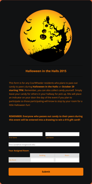 Halloween In The Halls 2015 Candy Sign Up Form Template