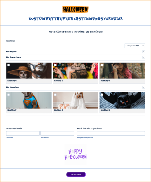 Halloween Kostümwettbewerb Abstimmungsformular Form Template
