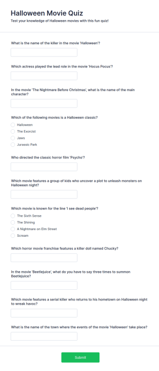 Halloween Movie Quiz Form Template