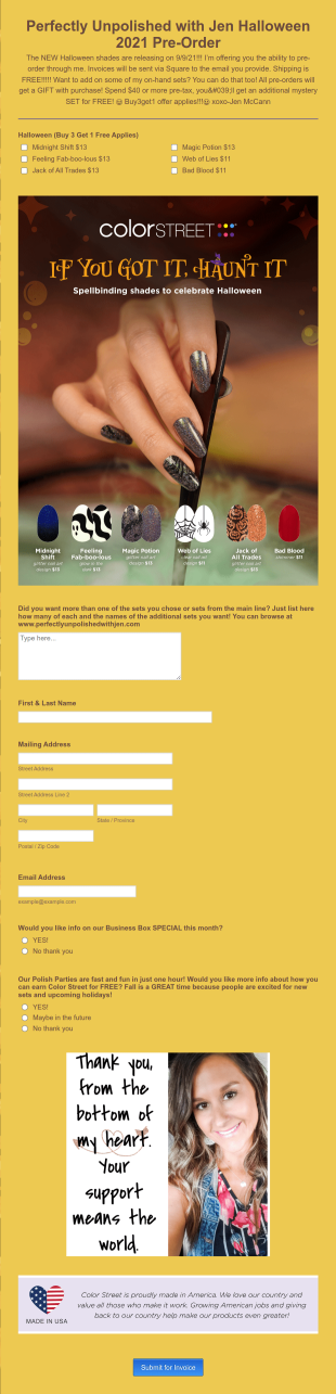 Halloween Nail Pre Order Form Template