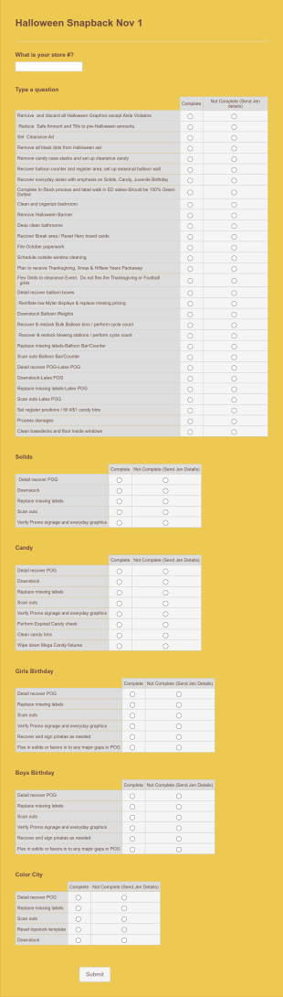 Halloween Preparation Form Template