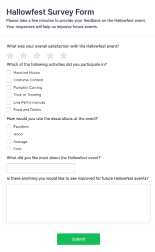 Hallowfest Survey Form Template