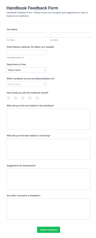 Handbook Feedback Form Template