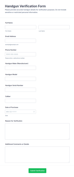 Handgun Verification Form Template