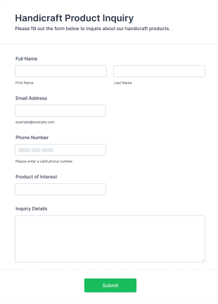 Handicraft Product Inquiry Form Template
