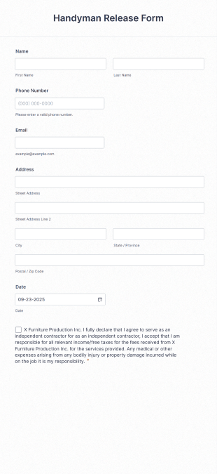 Handyman Release Form Template