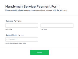 Handyman Service Payment Form Template