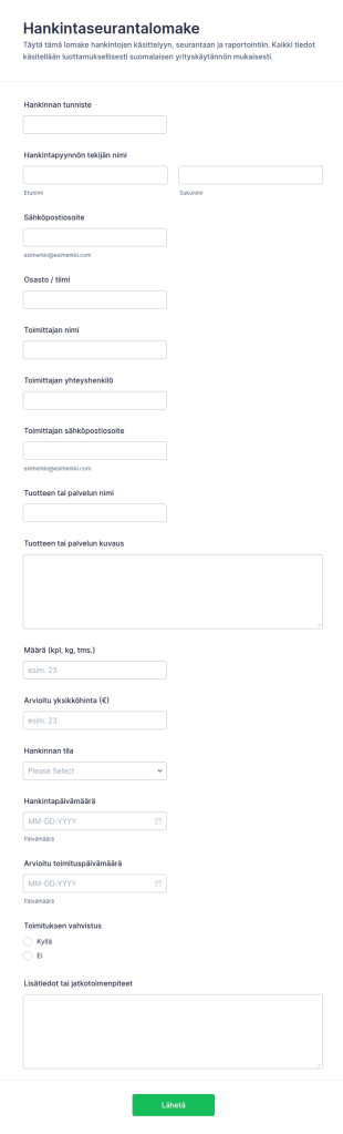 Hankintojen Seurantalomake