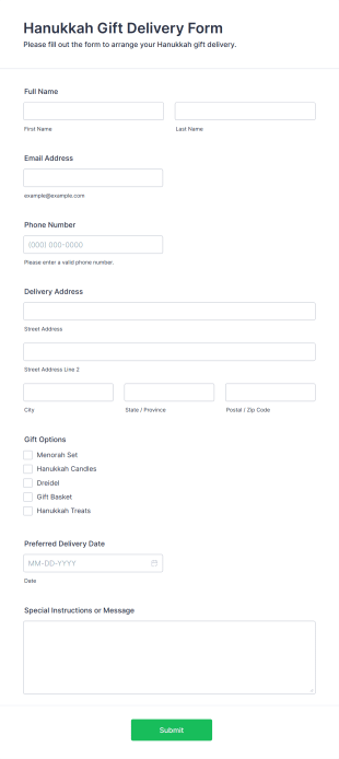 Hanukkah Gift Delivery Form Template