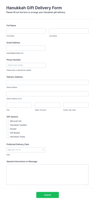 Hanukkah Gift Delivery Form Template
