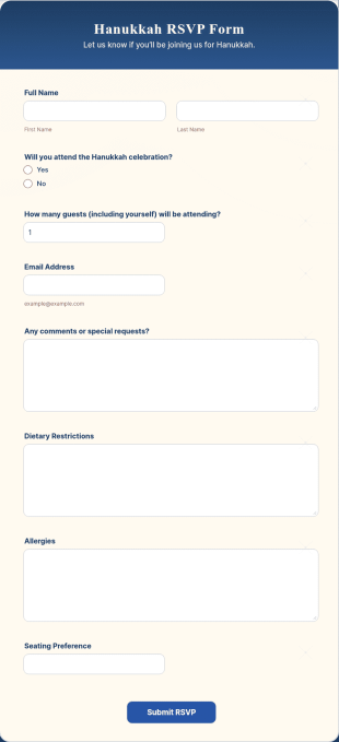 Hanukkah RSVP Form Template