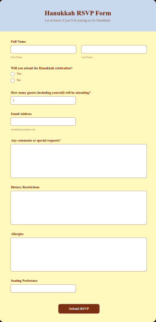 Hanukkah RSVP Form Template