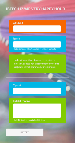Happy Hour Anket Form Template