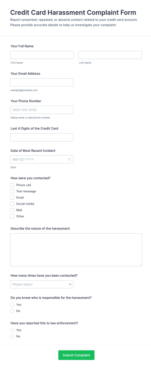 Harassment Complaint Form Template