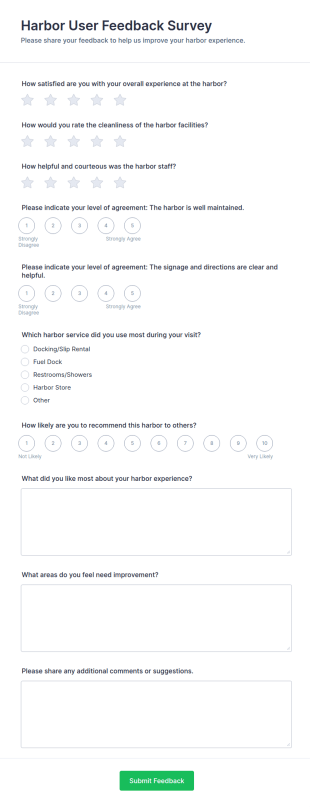 Harbor User Feedback Survey Form Template