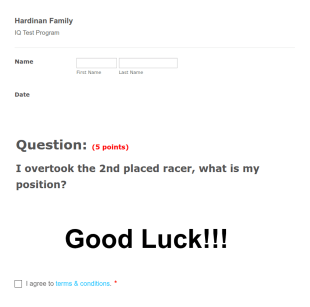 Hardinan Family IQ Test Program Form Template