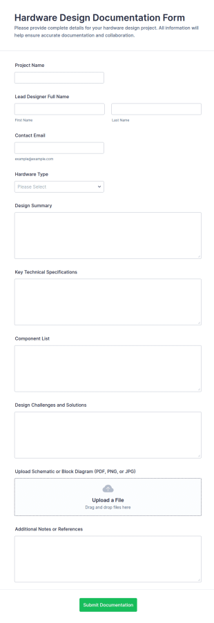 Hardware Design Documentation Form Template
