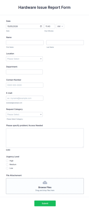 Hardware Issue Report Form Template