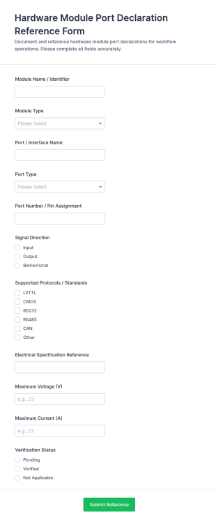 Hardware Module Port Declaration Form Template