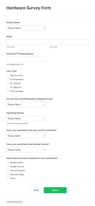 Hardware Survey Form Template