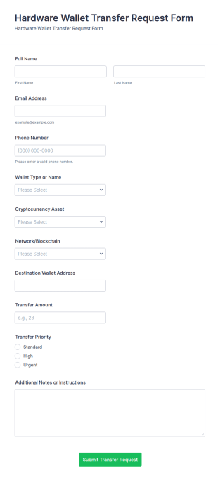 Hardware Wallet Transfer Request Form Template